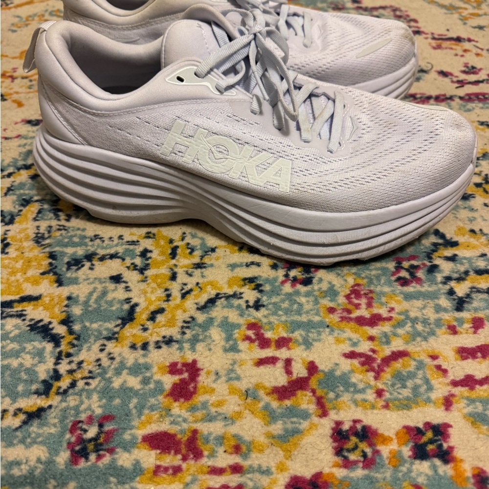 HOKA Bondi 8 Women's White Running Shoes